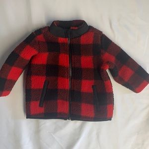 Toddler plaid zip up coat.